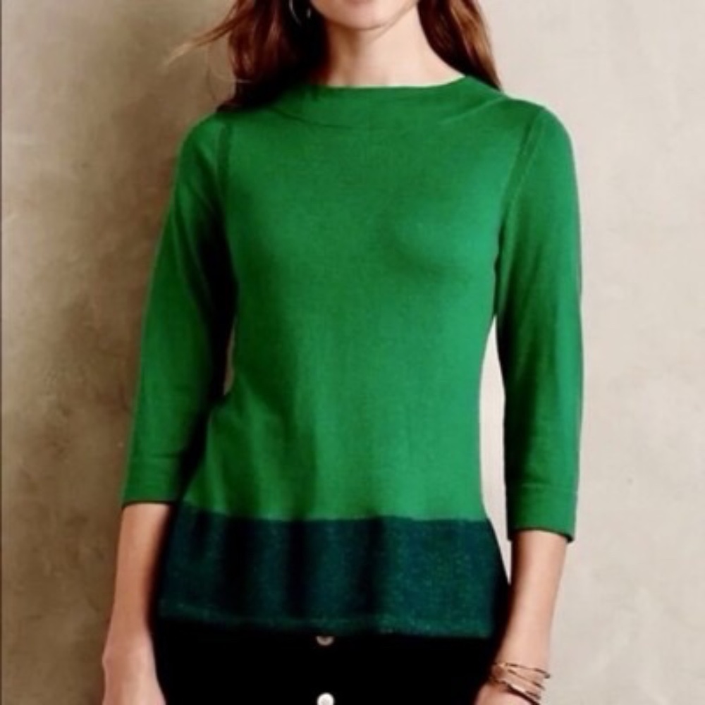Angel of the North Anthropologie Mockneck Sweater - Green, L